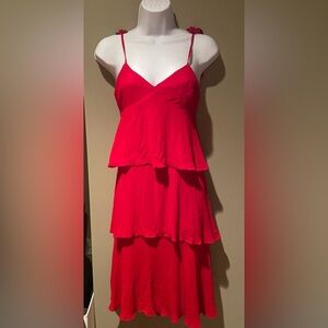 Club Monaco  Red Sleeveless  Flirty Sundress with straps-fully lined-zipper back